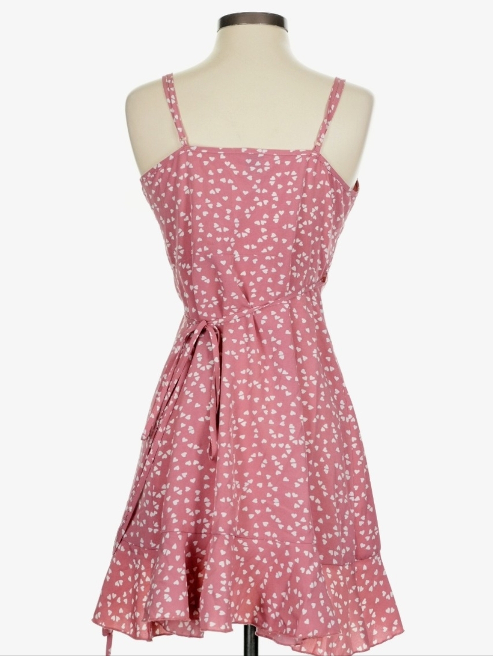 Pink Ruffle Heart Print Wrap Dress - Picture 2 of 3